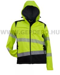 Urgent LUX fényvisszaverő kapucnis softshell kabát, láthatósági sárga - XXL/56 (URG-HV-LX19283-2XL)