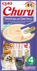 Inaba Foods Churu Recompensa Cremoasa cu Ton si Scoici Vongole, 4 x 14 g