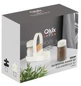 LUXPLASTIC IRIS C-00467 Drop üveg fűszerszóró szett tartóval, 2 darabos 2*100ml, dobozos, fekete vagy elfántcsont színű (C-00467) (C-00467)