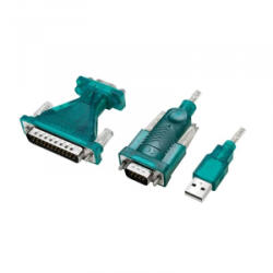 LogiLink USB 2.0 kábel, USB-A/M - DB9/M + DB25/M (RS232), Win 11, 1, 3 m (UA0042B) (UA0042B) - aqua