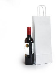 Label Print Pungi pentru sticle de vin, maner rasucit, 14+8 x 39 cm, hartie alba, set 100 bucati (AJ800514263)