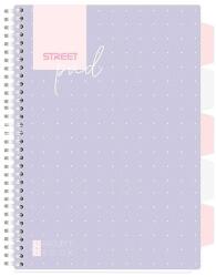 STREET Caiet de notițe cu spirală STREET Pad Registru A/4 căptușit cu 100 de coli mov cu buline 67161 (67161)