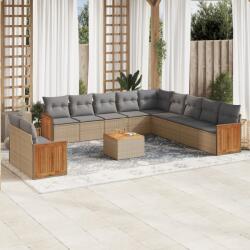 vidaXL 12 részes bézs polyrattan kerti ülőgarnitúra párnákkal (3260218) - vidaxl