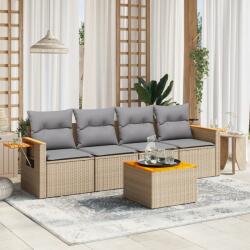 vidaXL 5 részes bézs polyrattan kerti ülőgarnitúra párnákkal (3226619)