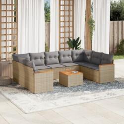 vidaXL 10 részes bézs polyrattan kerti ülőgarnitúra párnával (3258685) - vidaxl
