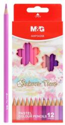 M&G Creioane hexagonale M&G Sakura - un set de 12 culori luminoase violet-violet