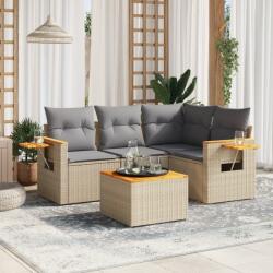 vidaXL 5 részes bézs polyrattan kerti ülőgarnitúra párnákkal (3259182)