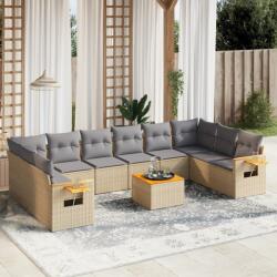 vidaXL 11 részes bézs polyrattan kerti ülőgarnitúra párnákkal (3227172)