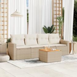 vidaXL 5 részes bézs polyrattan kerti ülőgarnitúra párnákkal (3224000) - vidaxl