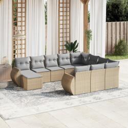 vidaXL 11 részes bézs polyrattan kerti ülőgarnitúra párnákkal (3225191)