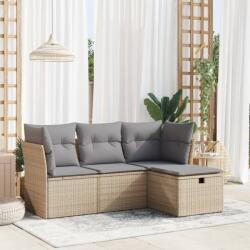 vidaXL 4 részes bézs polyrattan kerti ülőgarnitúra párnákkal (3325255) - vidaxl