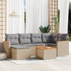 vidaXL 7 részes bézs polyrattan kerti ülőgarnitúra párnákkal (3258587) - vidaxl