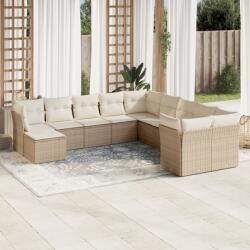 vidaXL 11 részes bézs polyrattan kerti ülőgarnitúra párnákkal (3250447)