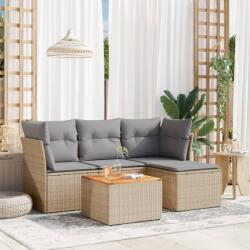 vidaXL 5 részes bézs polyrattan kerti ülőgarnitúra párnákkal (3223609) - vidaxl