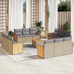 vidaXL 13 részes bézs polyrattan kerti ülőgarnitúra párnákkal (3259924)