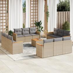 vidaXL 13 részes bézs polyrattan kerti ülőgarnitúra párnákkal (3258244)