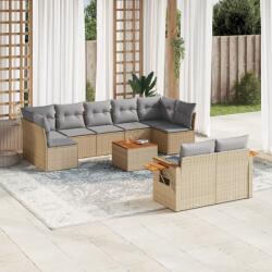 vidaXL 10 részes bézs polyrattan kerti ülőgarnitúra párnával (3259539) - vidaxl