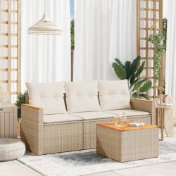 vidaXL 4 részes bézs polyrattan kerti ülőgarnitúra párnákkal (3225764)
