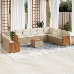 vidaXL 11 részes bézs polyrattan kerti ülőgarnitúra párnákkal (3227801)