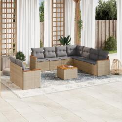vidaXL 10 részes bézs polyrattan kerti ülőgarnitúra párnával (3258510) - vidaxl