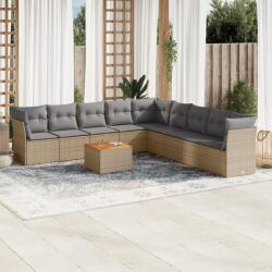 vidaXL 10 részes bézs polyrattan kerti ülőgarnitúra párnával (3223693)