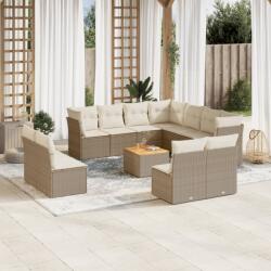vidaXL 12 részes bézs polyrattan kerti ülőgarnitúra párnákkal (3256037)