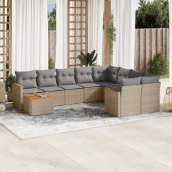 vidaXL 10 részes bézs polyrattan kerti ülőgarnitúra párnával (3258720) - vidaxl