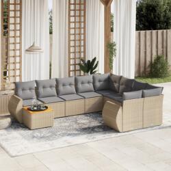 vidaXL 10 részes bézs polyrattan kerti ülőgarnitúra párnával (3257501)
