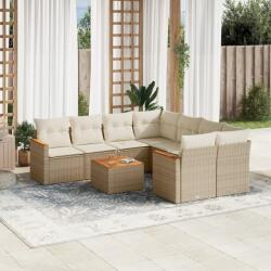 vidaXL 9 részes bézs polyrattan kerti ülőgarnitúra párnákkal (3225827) - vidaxl