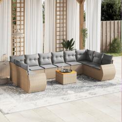 vidaXL 11 részes bézs polyrattan kerti ülőgarnitúra párnákkal (3257508) - vidaxl