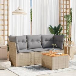 vidaXL 4 részes bézs polyrattan kerti ülőgarnitúra párnákkal (3223469)