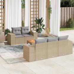 vidaXL 6 részes bézs polyrattan kerti ülőgarnitúra párnával (3257662)