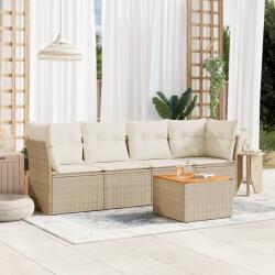 vidaXL 5 részes bézs polyrattan kerti ülőgarnitúra párnákkal (3223475)