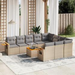 vidaXL 11 részes bézs polyrattan kerti ülőgarnitúra párnákkal (3227186)