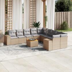 vidaXL 11 részes bézs polyrattan kerti ülőgarnitúra párnákkal (3225639)