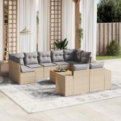 vidaXL 10 részes bézs polyrattan kerti ülőgarnitúra párnával (3257928)