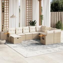 vidaXL 10 részes bézs polyrattan kerti ülőgarnitúra párnával (3227157)
