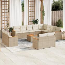 vidaXL 13 részes bézs polyrattan kerti ülőgarnitúra párnákkal (3258922)