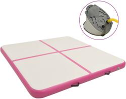 vidaXL rózsaszín PVC felfújható tornamatrac pumpával 200 x 200 x 20 cm (92700)