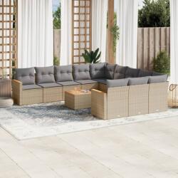 vidaXL 12 részes bézs polyrattan kerti ülőgarnitúra párnákkal (3258839) - vidaxl