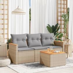 vidaXL 4 részes bézs polyrattan kerti ülőgarnitúra párnákkal (3258167) - vidaxl