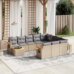 vidaXL 11 részes bézs polyrattan kerti ülőgarnitúra párnákkal (3227207)