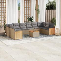 vidaXL 11 részes bézs polyrattan kerti ülőgarnitúra párnákkal (3228012) - vidaxl