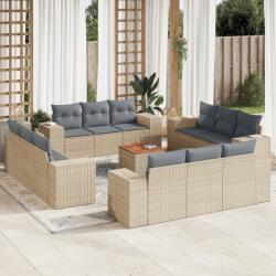 vidaXL 13 részes bézs polyrattan kerti ülőgarnitúra párnákkal (3225380)