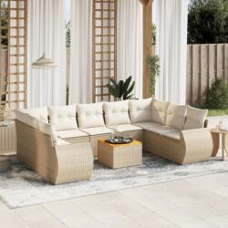 vidaXL 10 részes bézs polyrattan kerti ülőgarnitúra párnával (3225148)
