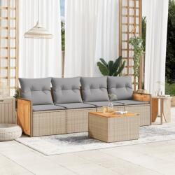 vidaXL 5 részes bézs polyrattan kerti ülőgarnitúra párnákkal (3227459)