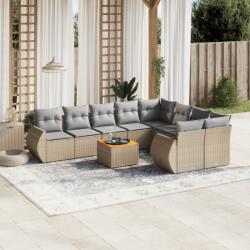 vidaXL 10 részes bézs polyrattan kerti ülőgarnitúra párnával (3257494)