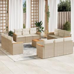 vidaXL 13 részes bézs polyrattan kerti ülőgarnitúra párnákkal (3225841) - vidaxl