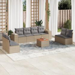 vidaXL 9 részes bézs polyrattan kerti ülőgarnitúra párnákkal (3257739)