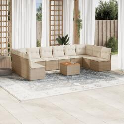 vidaXL 11 részes bézs polyrattan kerti ülőgarnitúra párnákkal (3223797)